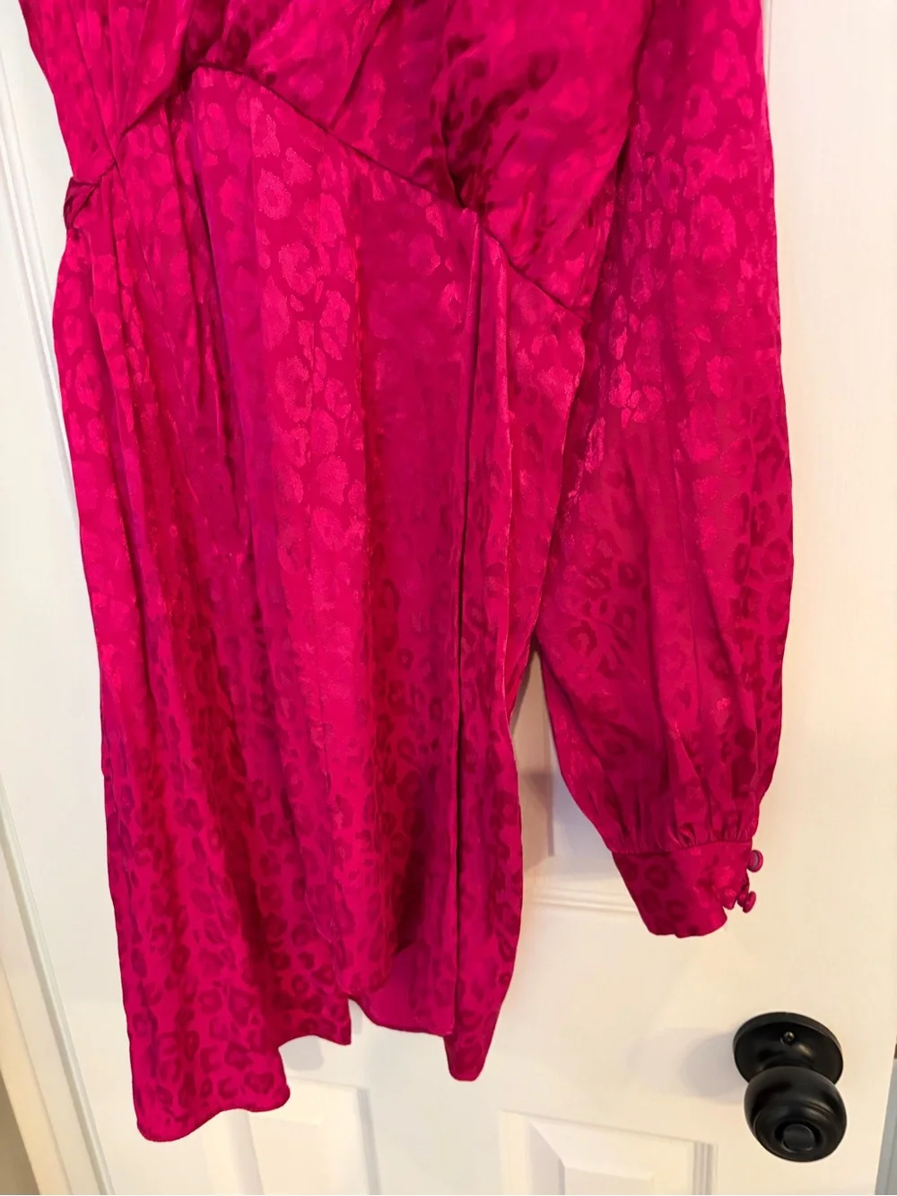 Topshop One Shoulder Leopard Dress US 6 Fuchsia NWT